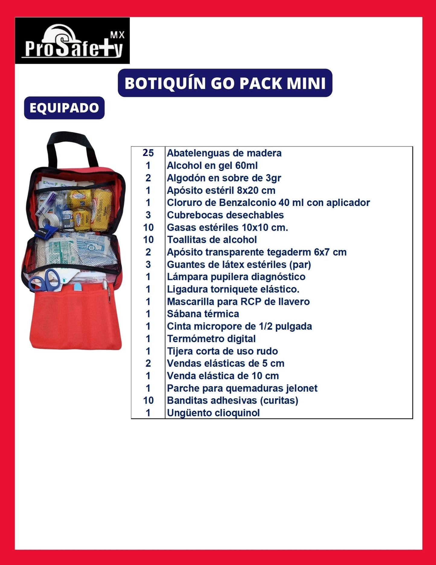 Botiquín Primeros Auxilios Go Pack Mini ProSafety Mx
