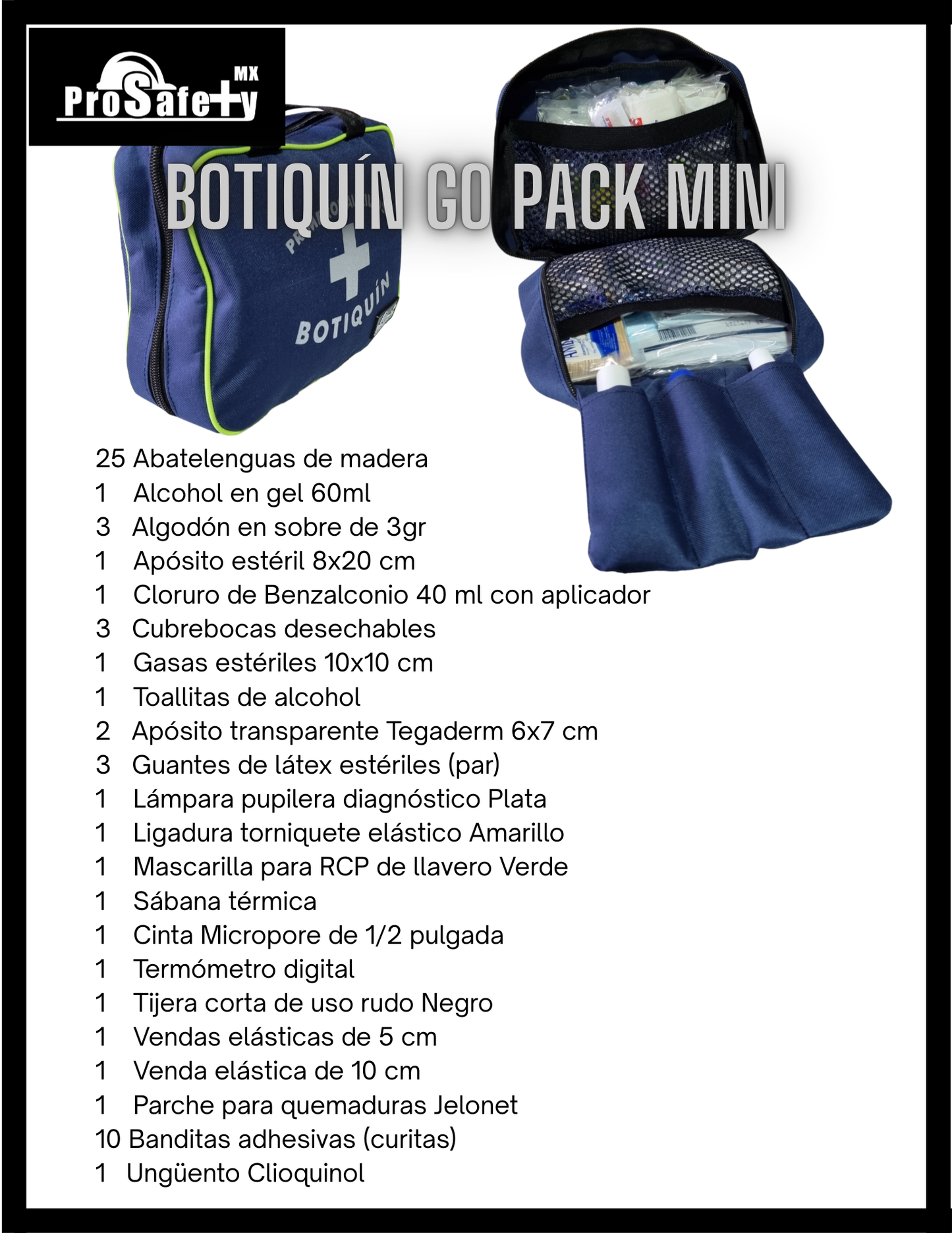 Botiquín Primeros Auxilios Go Pack Mini ProSafety Mx