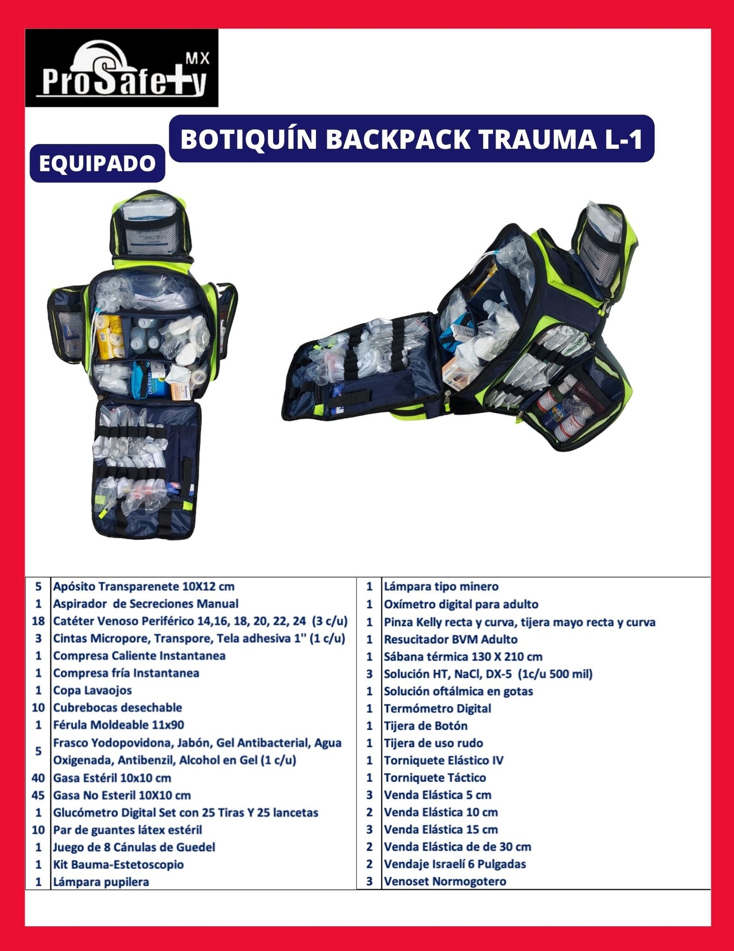 Mochila Botiquín De Espalda Trauma Backpack L-1