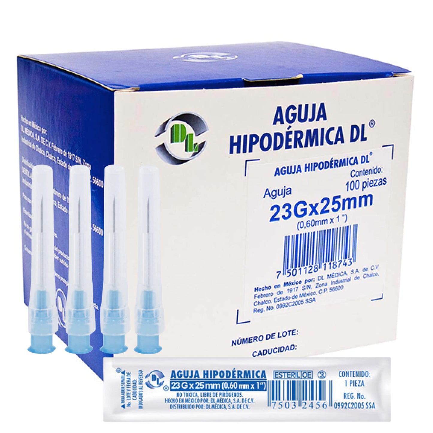 Aguja Hipodérmica caja c/100 pzs.