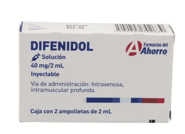 Difenidol 40 mg/ 2 ml Inyectable 2 Ampolletas