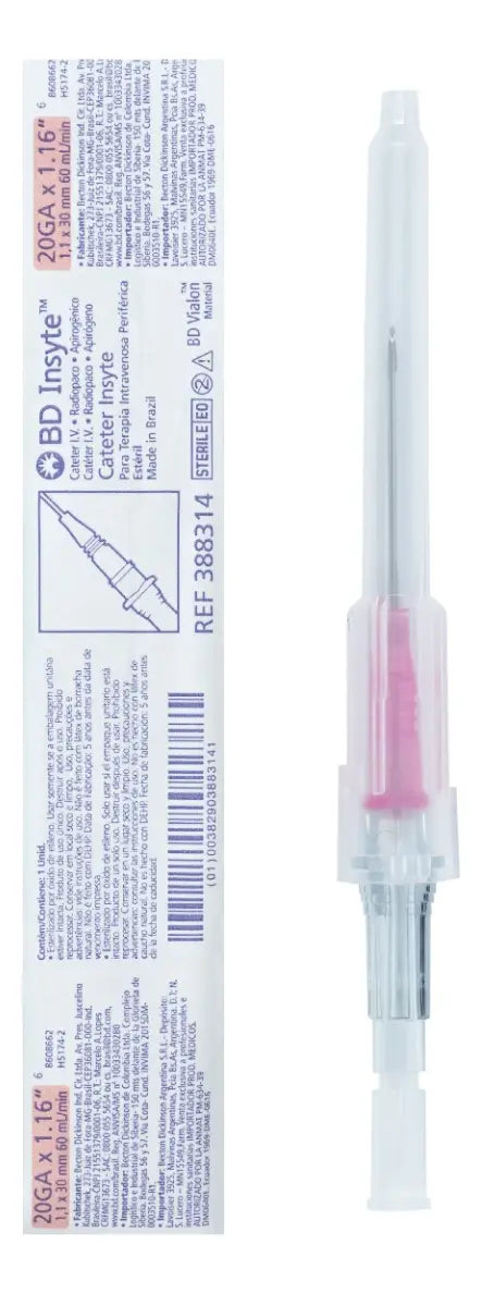 Catéter Bd Insyte, 20 Ga X 1.16 In- 50 Piezas