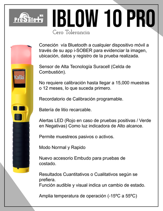 Alcoholímetro IBLOW 10 PRO Cero Tolerancia