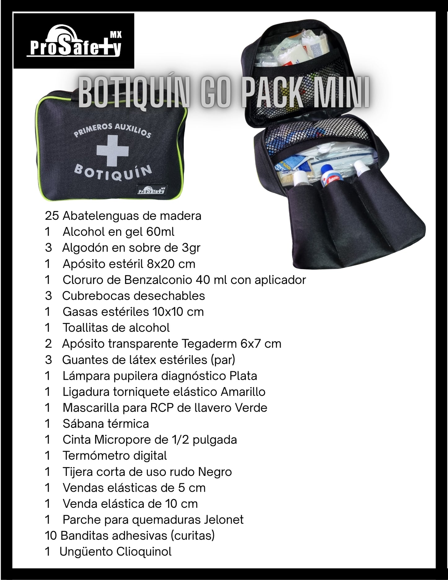 Botiquín Primeros Auxilios Go Pack Mini ProSafety Mx