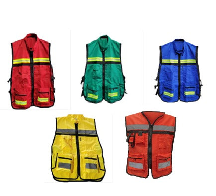 Juego de Chalecos Brigadista 5 Pzas Incluye: 1 Rojo, 1 Verde, 1 Amarillo, 1 Naranja y 1 Azul