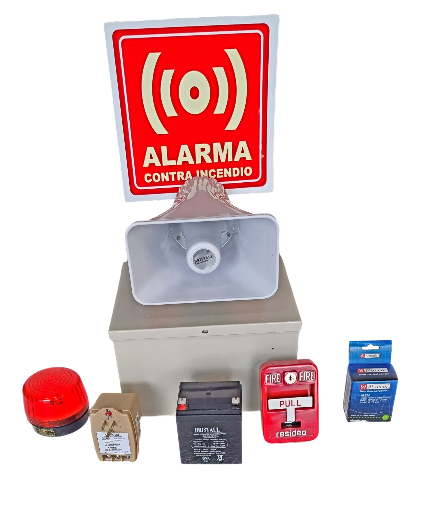 Alarma De Incendio Manual Set Completo Protección Civil