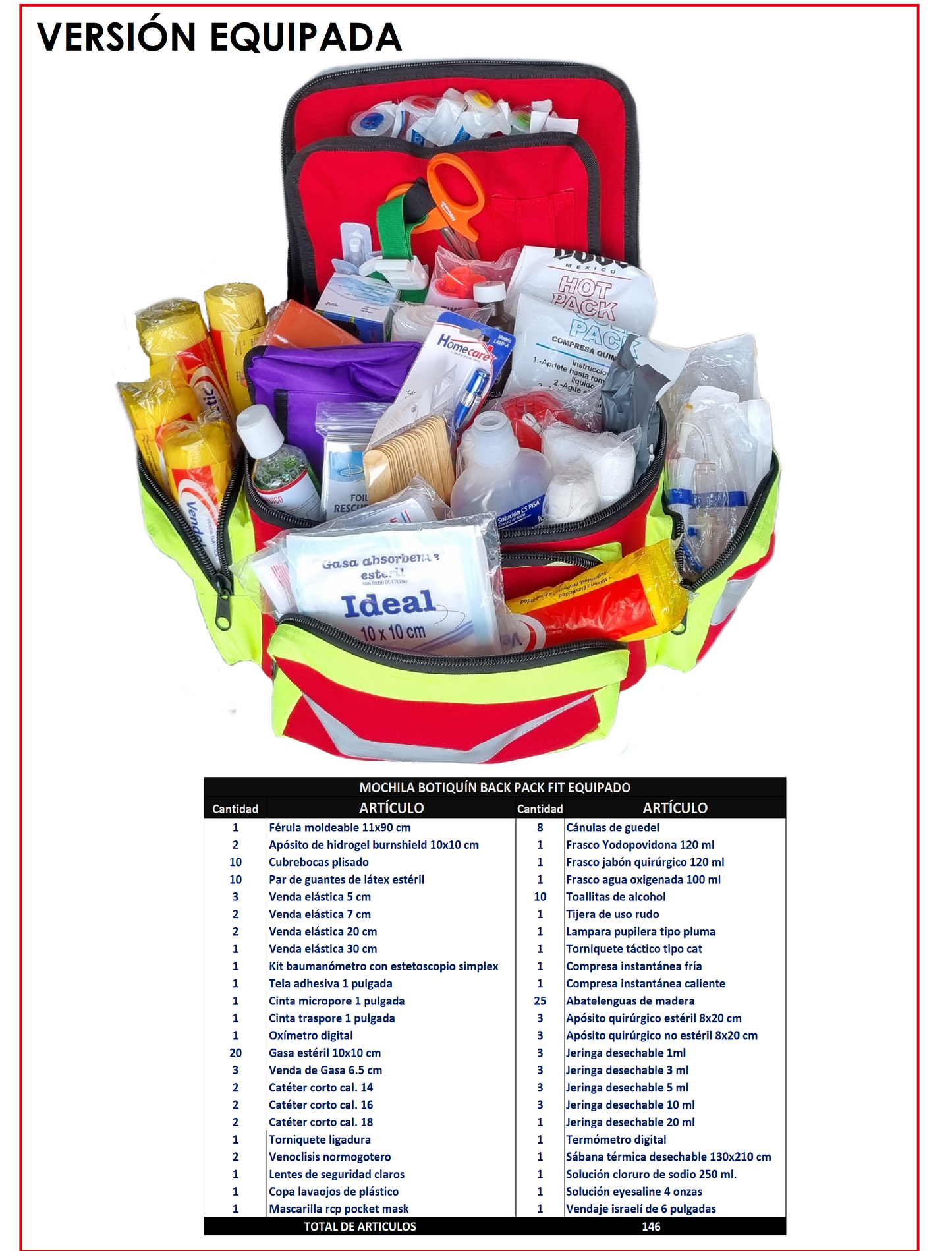 Mochila Botiquín Primeros Auxilios Backpack Fit