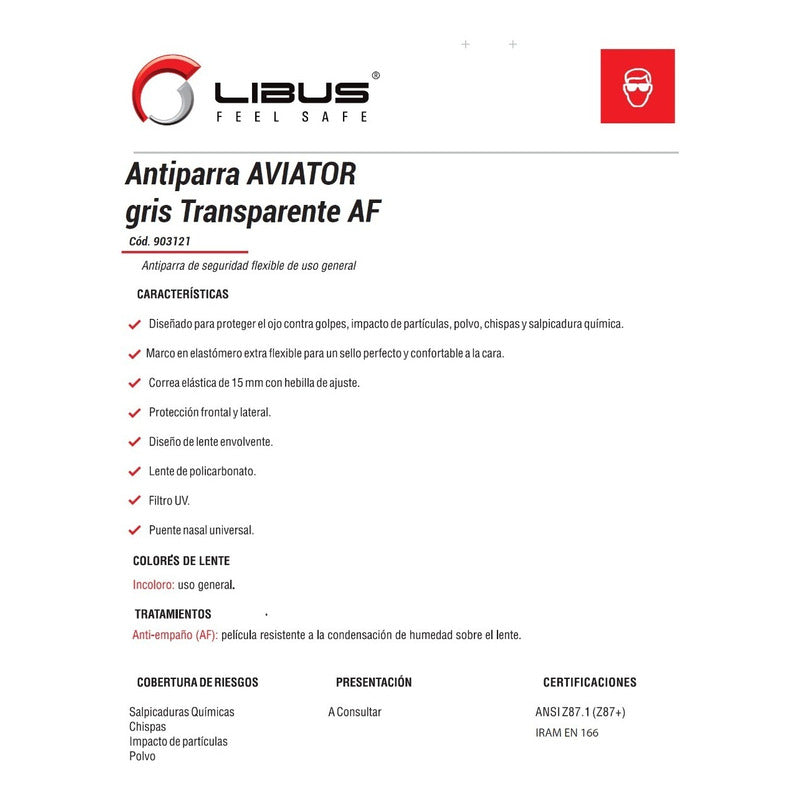 Lentes Gogles De Seguridad Libus Aviador