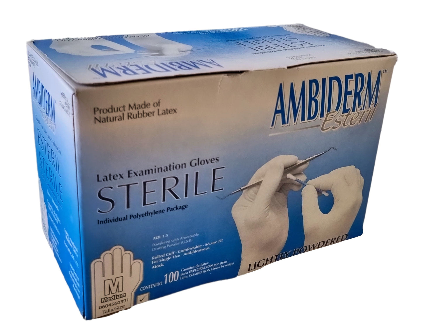 Guante De Látex Ambiderm Estéril Caja 100 Pzs