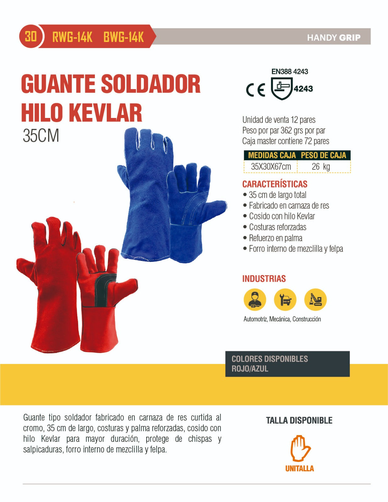 Guante Soldador de Carnaza