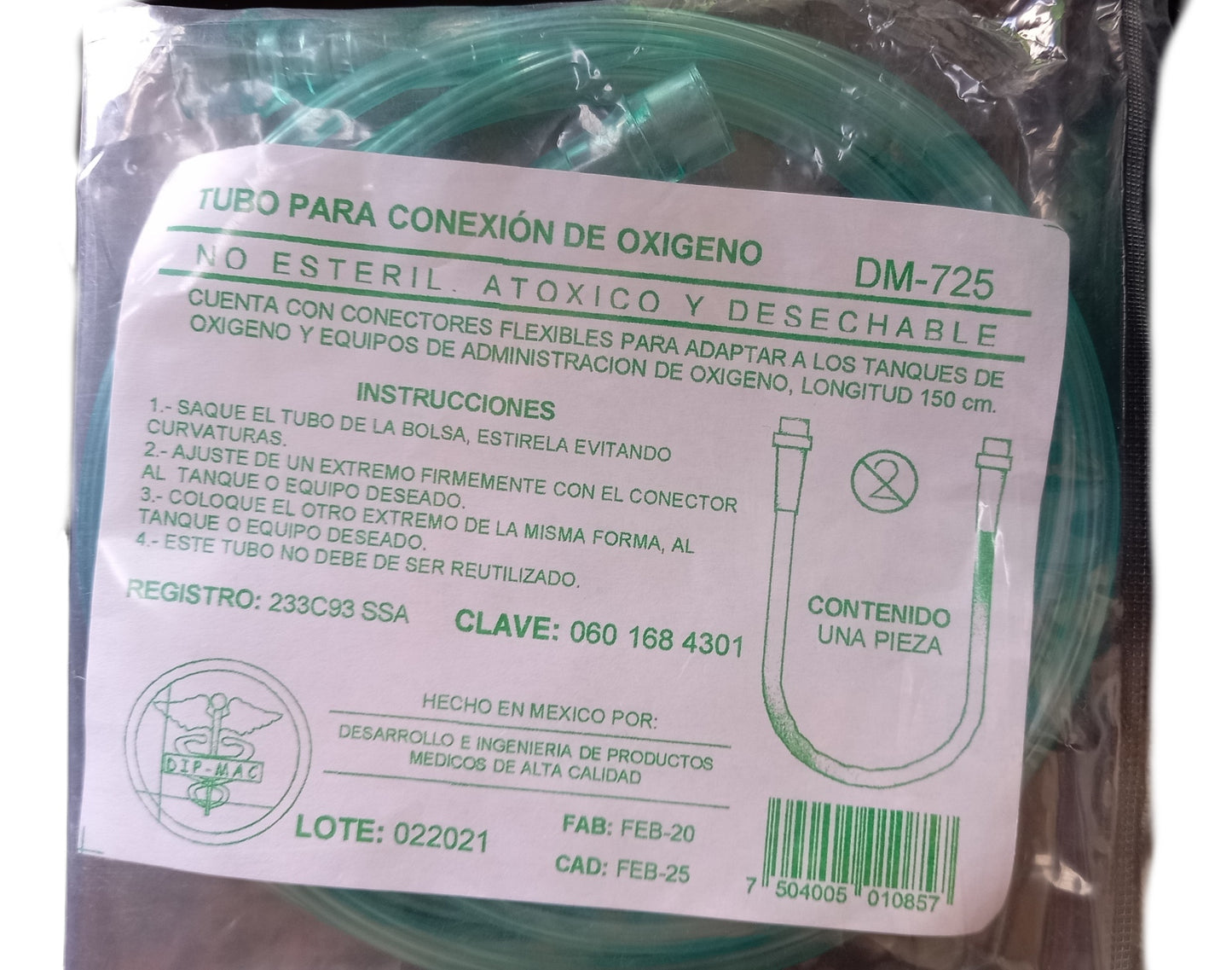 Tubo para Conexión de Oxigeno DM-725