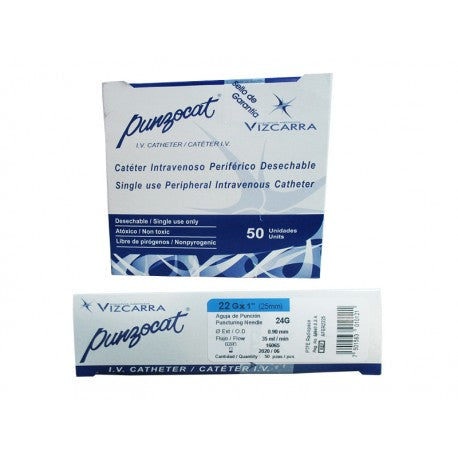 Catéter Intravenoso Punzocat Caja C/50 Pzas