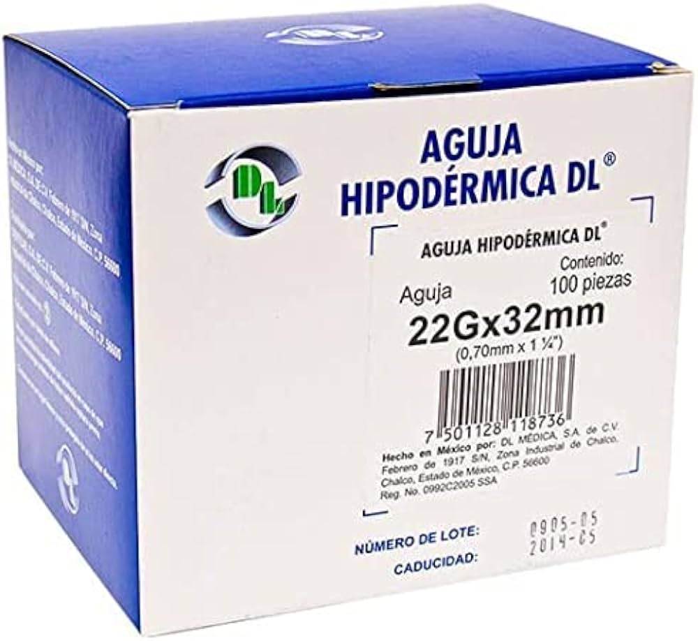 Aguja Hipodérmica caja c/100 pzs.