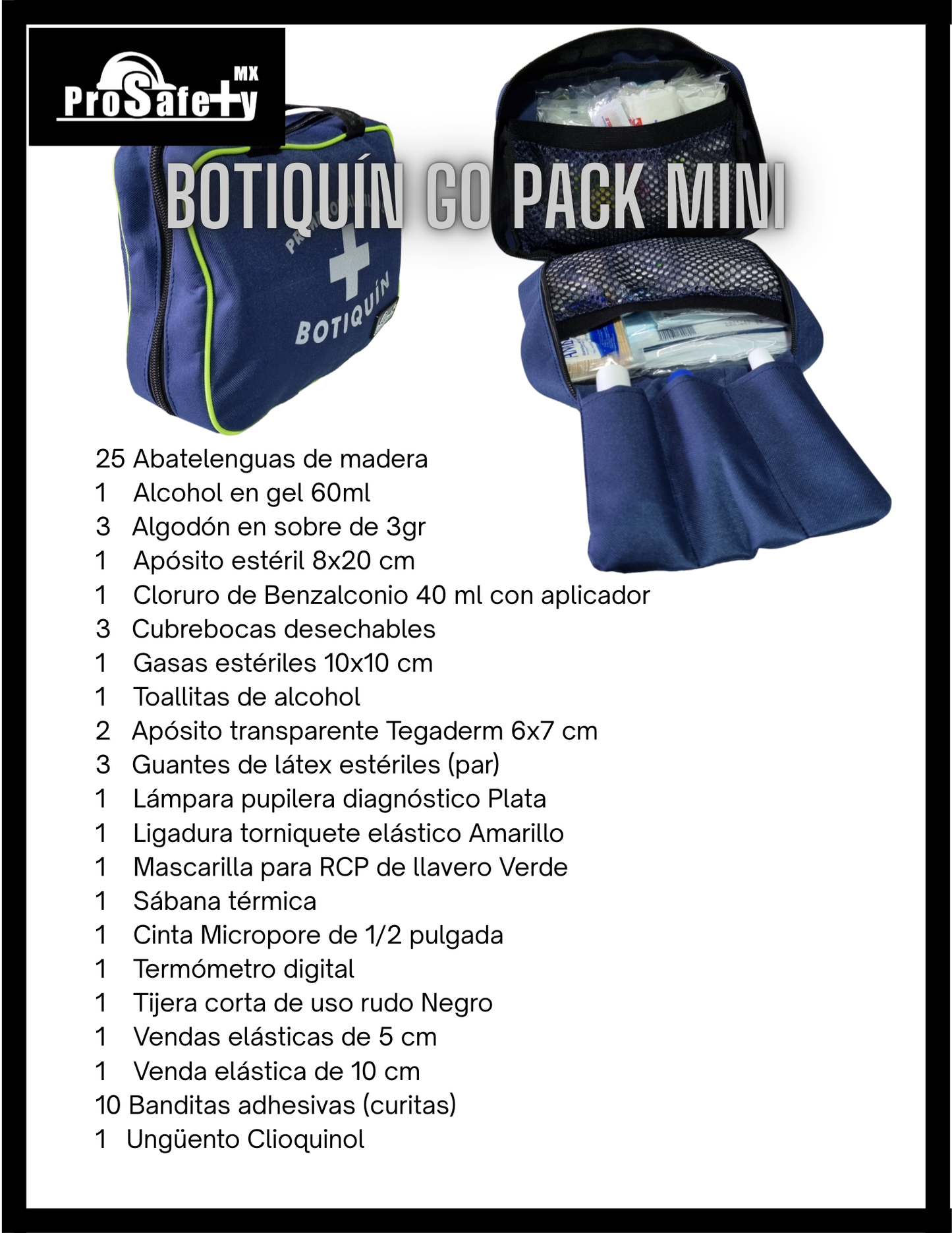Botiquín Primeros Auxilios Go Pack Mini ProSafety Mx