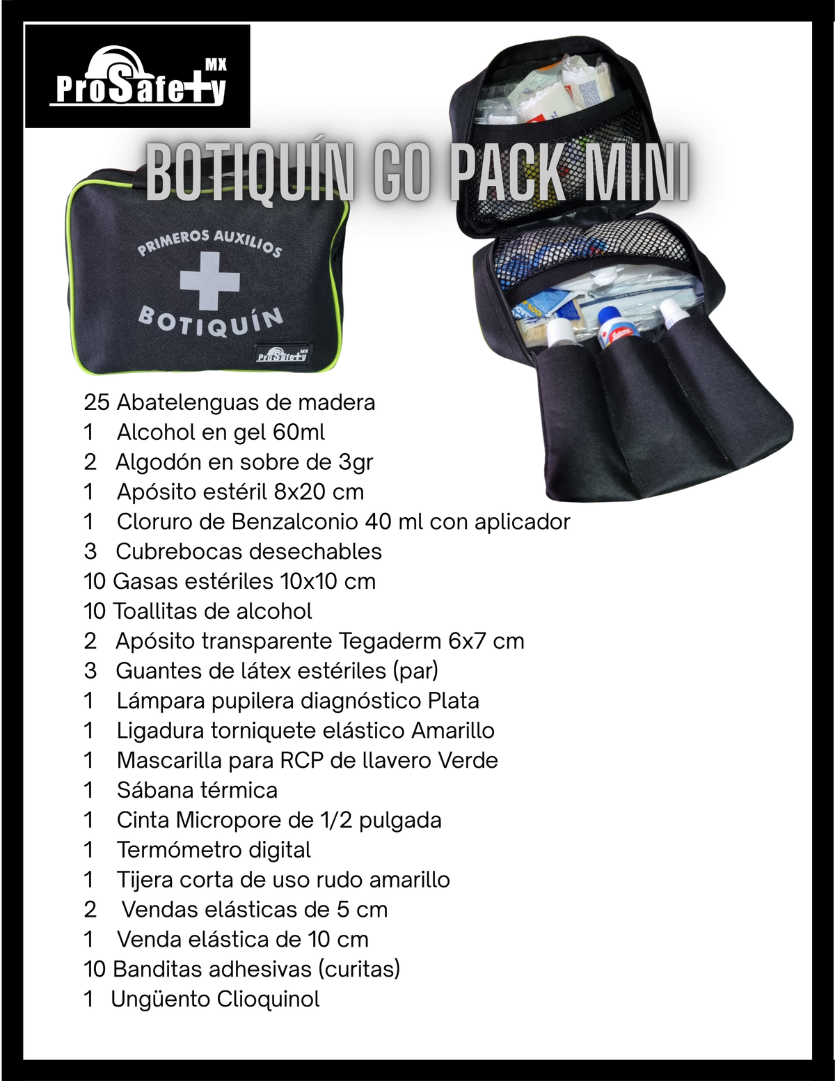 Botiquín Primeros Auxilios Go Pack Mini ProSafety Mx
