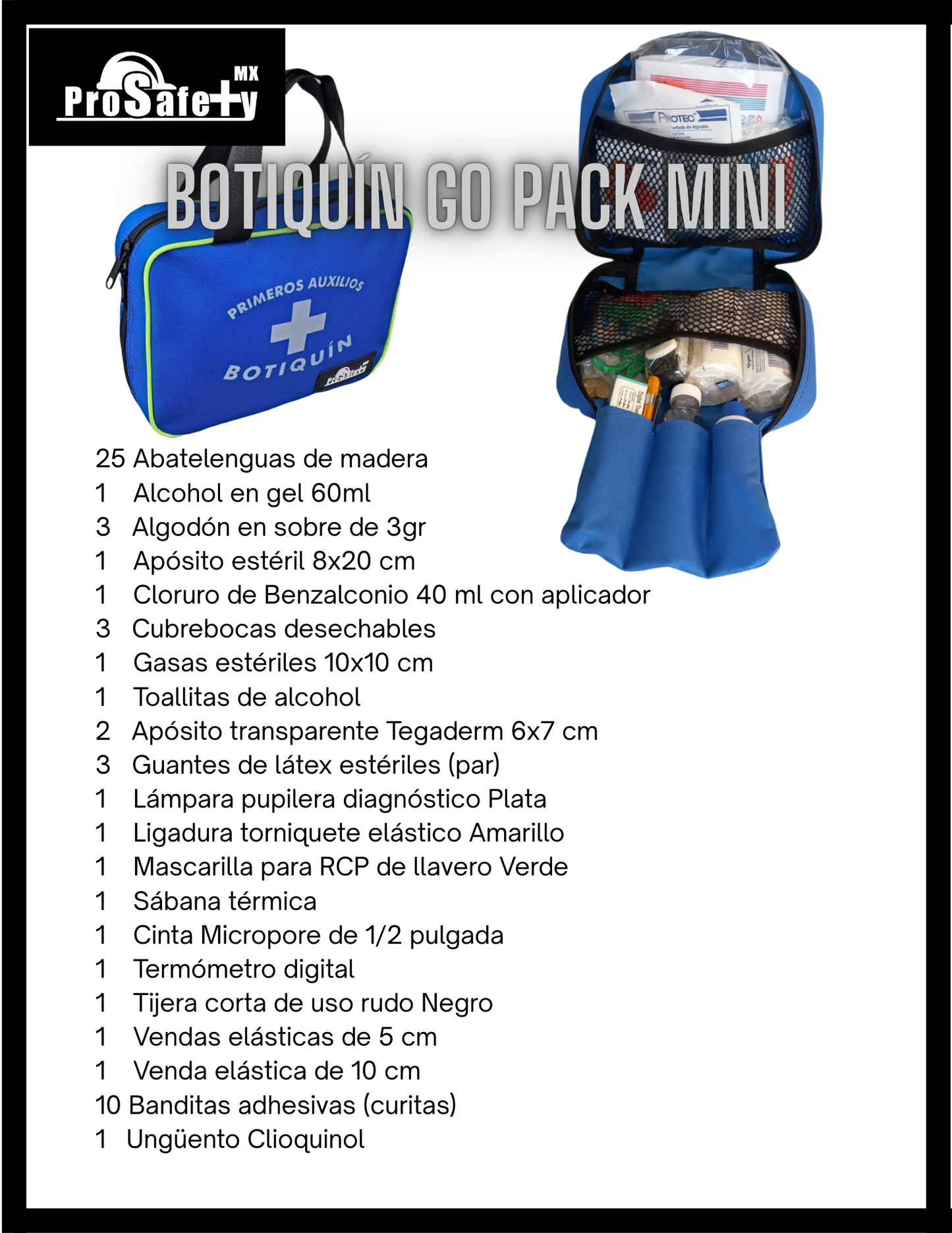 Botiquín Primeros Auxilios Go Pack Mini ProSafety Mx