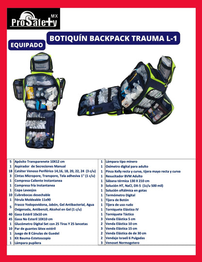 Mochila Botiquín De Espalda Trauma Backpack L-1