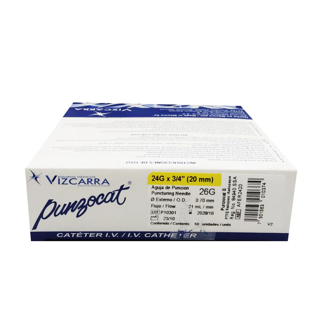 Catéter Intravenoso Punzocat Caja C/50 Pzas