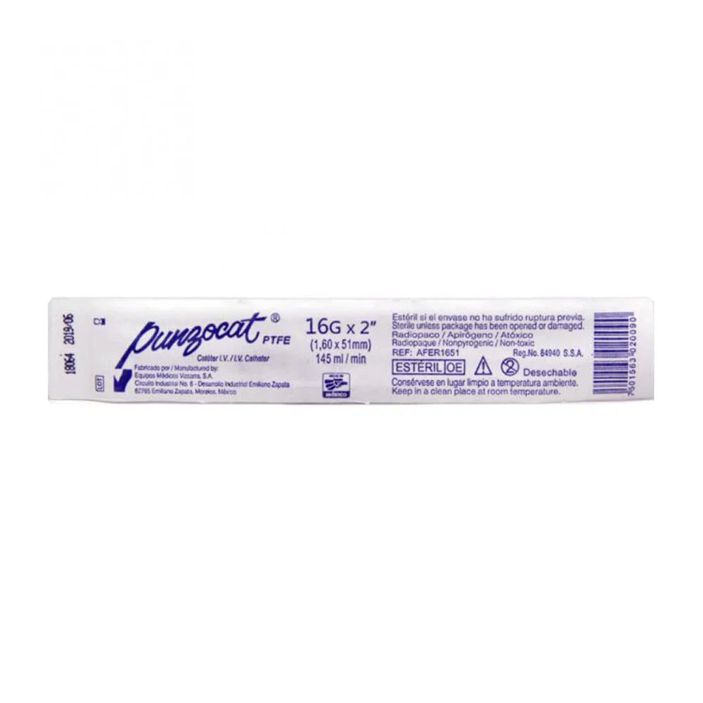 Catéter Intravenoso Punzocat Caja C/50 Pzas