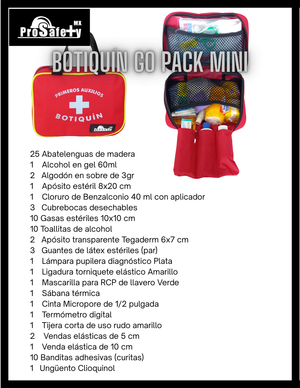 Botiquín Primeros Auxilios Go Pack Mini ProSafety Mx
