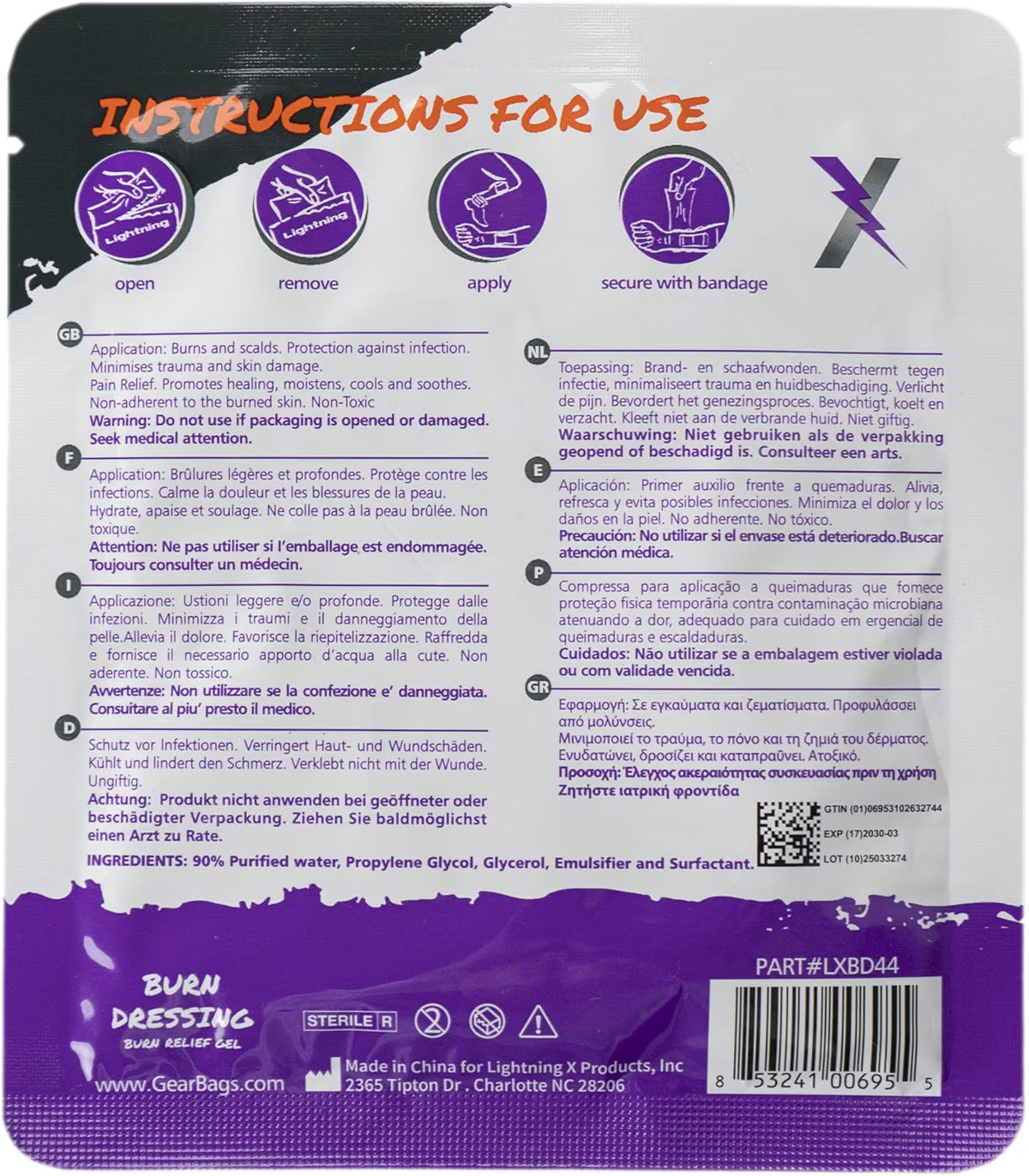 Burn Dressing Apósito de Hidrogel Lightning X