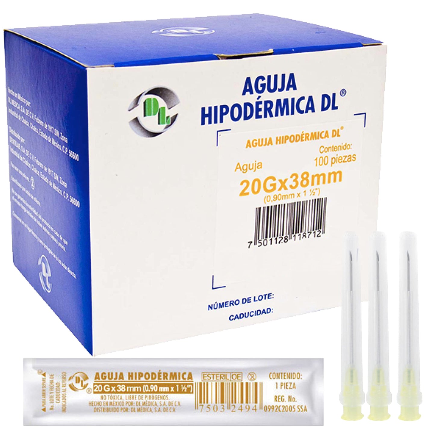Aguja Hipodérmica caja c/100 pzs.
