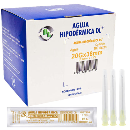 Aguja Hipodérmica caja c/100 pzs.