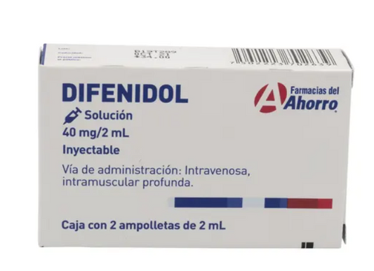 Difenidol 40 mg/ 2 ml Inyectable 2 Ampolletas