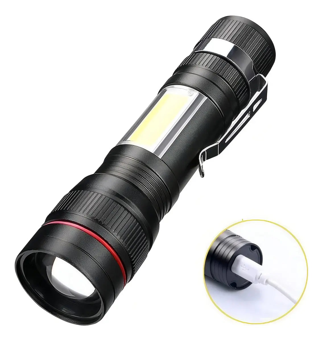 Lampara recargable con USB 5000 Lumenes color negro