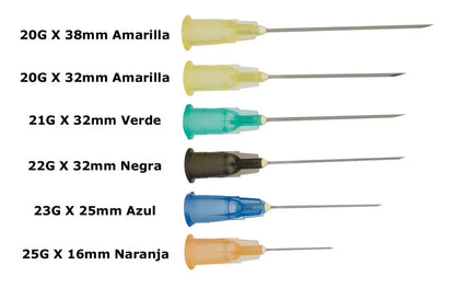 Aguja Hipodérmica caja c/100 pzs.
