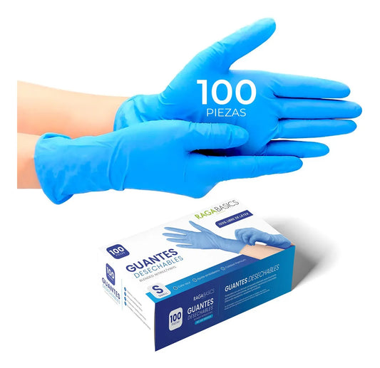 Guantes De Nitrilo  Sin Polvo Azul ó Negro 100pz