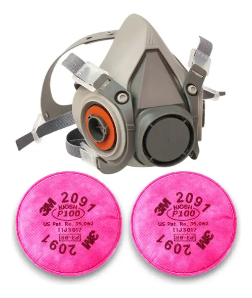 Mascarilla Respirador 6200 C/Filtros P100 Marca Genérica para Polvos y Partículas