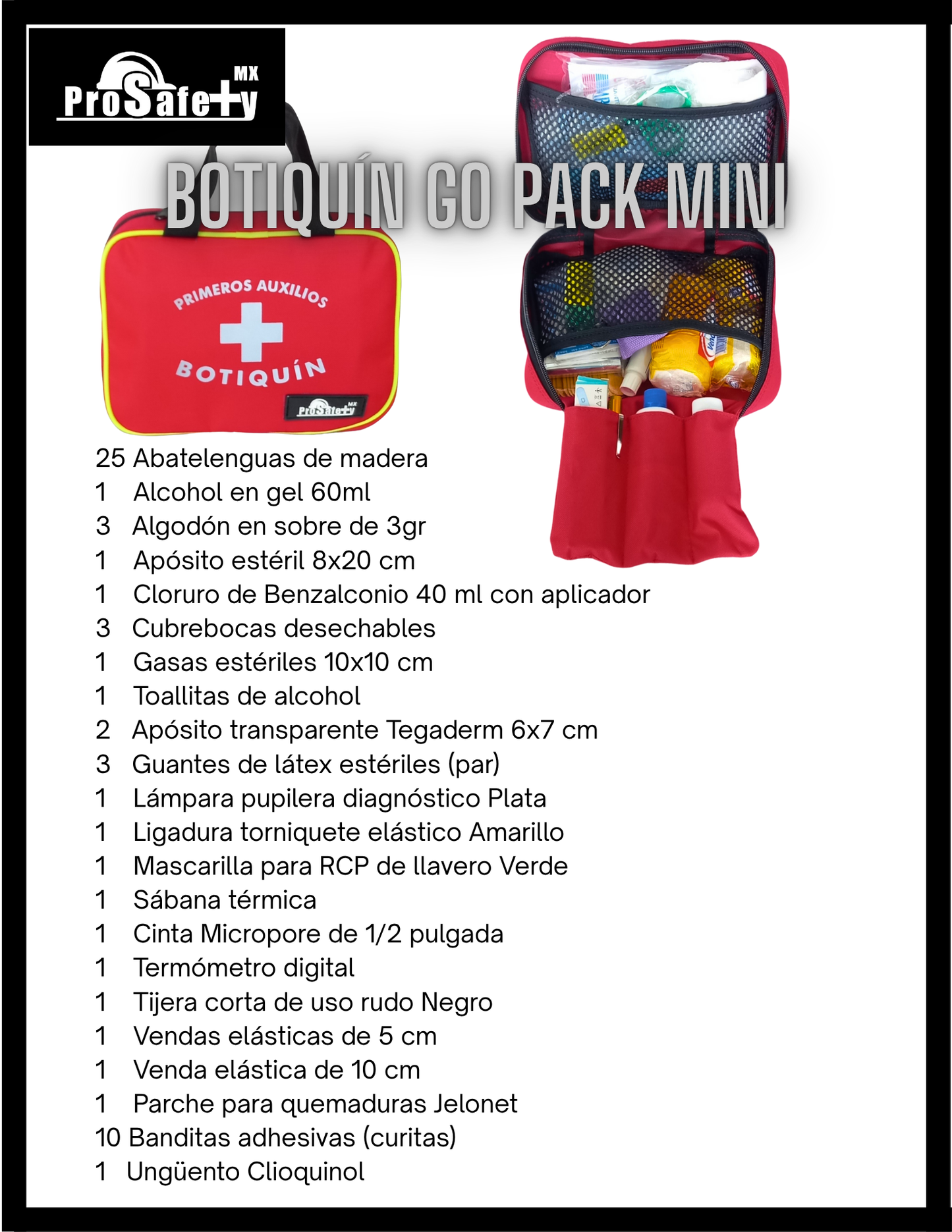 Botiquín Primeros Auxilios Go Pack Mini ProSafety Mx