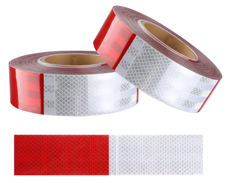 Cinta Reflectante Roja y Blanca 45m x 5 cm PVC Resistente Agua