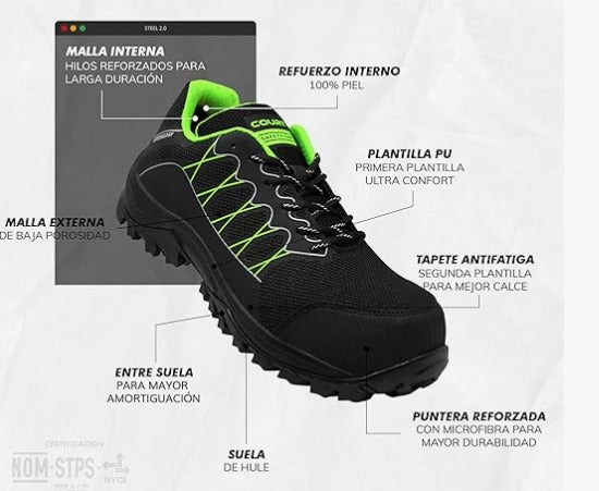 Tenis De Seguridad Zapatos Industrial (UNISEX)Casco de Poliamida court