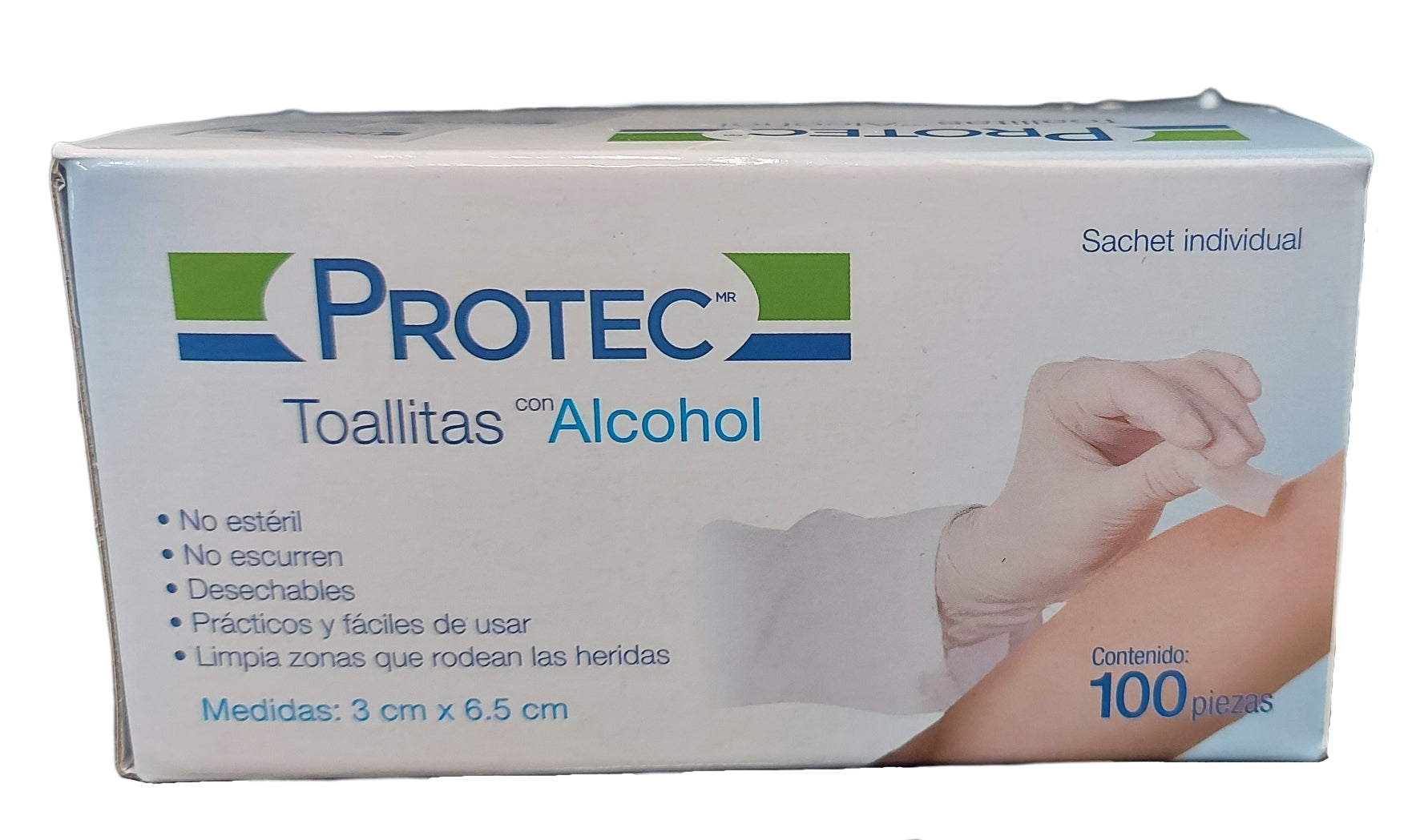 Toallitas con Alcohol Protec 3 cm x 6.5 cm 200 pzas