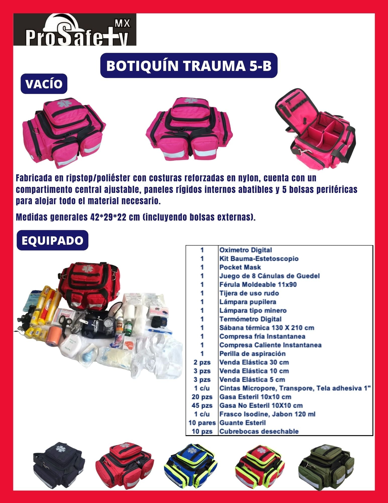 Botiquín Trauma Med 5-B – ProSafety Mx